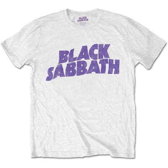Cover for Black Sabbath · Black Sabbath Unisex T-Shirt: Wavy Logo Vintage (Retail Pack) (T-shirt) [size S] [White - Unisex edition]