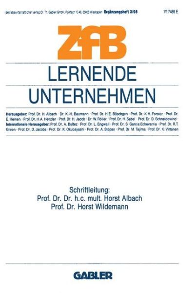 Cover for Horst Albach · Lernende Unternehmen - ZFB Special Issue (Paperback Book) [1995 edition] (1995)