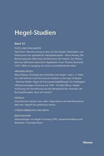 Cover for Otto Poeggeler · Hegel-Studien / Hegel-Studien Band 32 (Paperback Book) (1997)