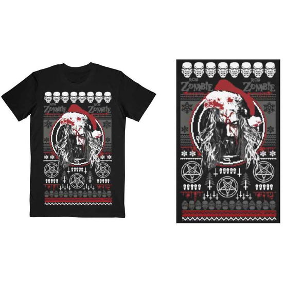 Rob Zombie Unisex T-Shirt: Bloody Santa (Black) - Rob Zombie - Gadżety -  - 5056368694967 - 16 września 2021