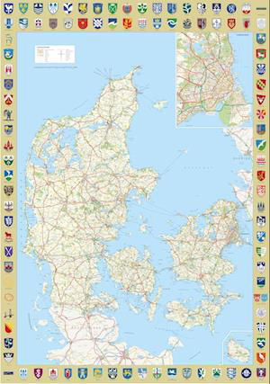 Danmarkskort med kommunevåben - Kolli på 4 stk (Map) [2e édition] (2022)