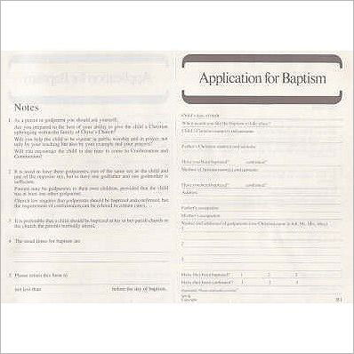 Cover for Spck · Baptism Application Form B1 1=PK50 (Taschenbuch) (2022)