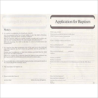 Cover for Spck · Baptism Application Form B1 1=PK50 (Paperback Book) (2022)