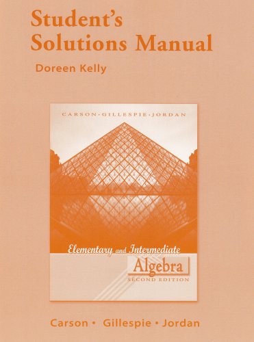 Cover for Tom Carson · Student Solutions Manual for Elementary and Intermediate Algebra (Paperback Book) (2006)