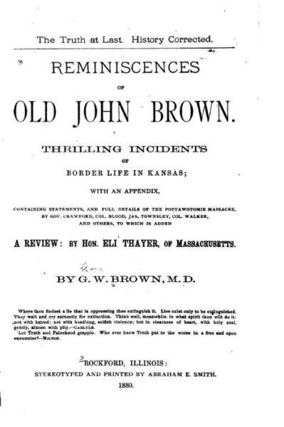 Cover for G W Brown · Reminiscences of Old John Brown (Pocketbok) (2016)