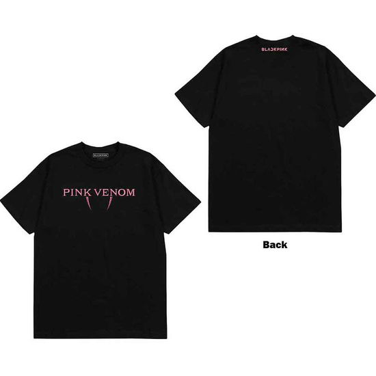 BlackPink Unisex T-Shirt: Pink Venom Logo (Black) (Back Print) - BlackPink - Produtos - - 5056561056968 - 11 de novembro de 2022
