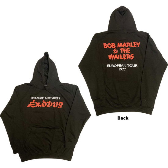 Bob Marley Unisex Pullover Hoodie: Exodus Wailers European Tour '77 (Back Print & Hi-Build) - Bob Marley - Koopwaar -  - 5056737235968 - 