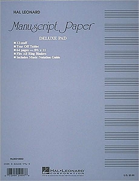 Manuscript Paper (Deluxe Pad) (Blue Cover) - Hal Leonard Publishing Corporation - Books - Hal Leonard Publishing Corporation - 9780881884968 - February 1, 1986