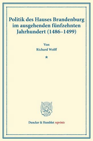 Cover for Wolff · Politik des Hauses Brandenburg im (Book) (2014)