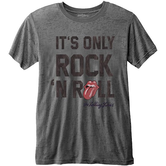 The Rolling Stones Unisex Fashion Tee: It's Only Rock 'n Roll with Burn Out Finishing - The Rolling Stones - Marchandise - Bravado - 5055979956969 - 