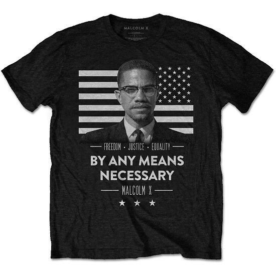 Malcolm X Unisex T-Shirt: By Any Means Necessary - Malcolm X - Koopwaar - Bravado - 5055979998969 - 