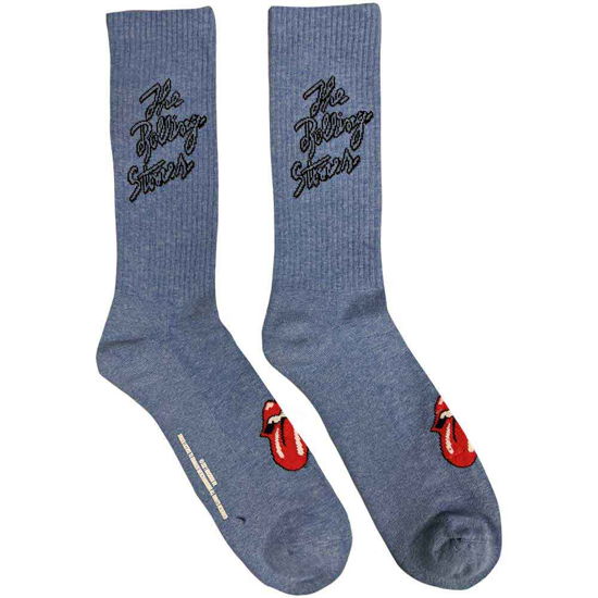 Cover for The Rolling Stones · The Rolling Stones Unisex Ankle Socks: Script Logo (UK Size 7 - 11) (CLOTHES) [size M] [Blue - Unisex edition]