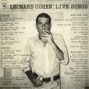 Live Songs - Leonard Cohen - Musiikki - ROCK / POP - 8713748981969 - perjantai 31. heinäkuuta 2015