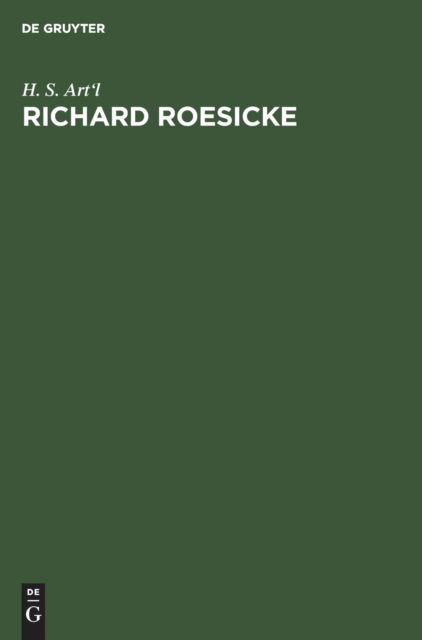 Cover for H. S. Art'l · Richard Roesicke (Book) (1904)