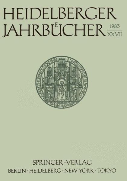 Cover for Universitats-Gesellschaft · Heidelberger Jahrbucher (Paperback Book) [German edition] (1983)