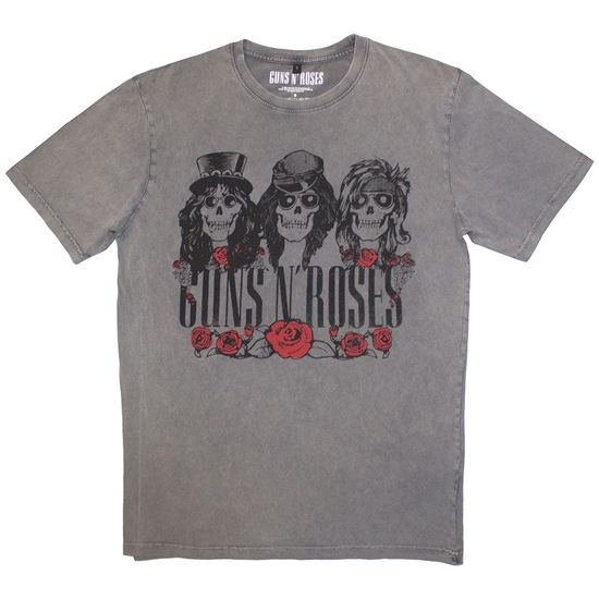 Guns N' Roses Unisex Stone Wash T-Shirt: Hell Group (Grey) - Guns N' Roses - Produtos - - 5056737269970 - 7 de outubro de 2024