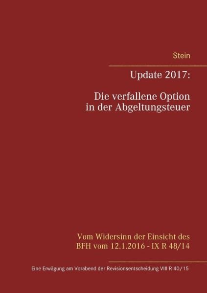 Cover for Stein · Update 2017: Die verfallene Optio (Buch) (2017)