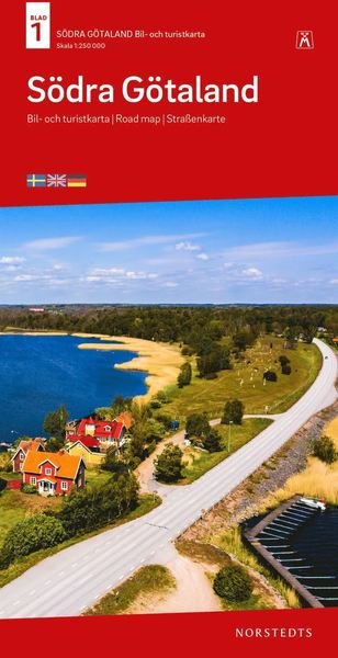 Cover for Norstedts · Bil- &amp; turistkartan: Södra Götaland : bil- och turistkarta - road map - Straßenkarte (Hardcover Book) (2020)