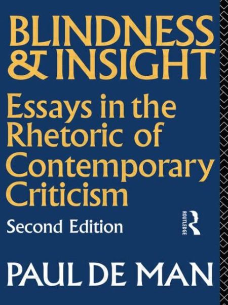 Cover for Paul De Man · Blindness and Insight: Essays in the Rhetoric of Contemporary Criticism (Paperback Book) (1983)