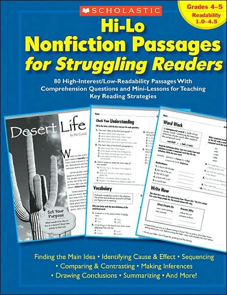 Cover for Scholastic Teaching Resources · Hi-lo Nonfiction Passages for Struggling Readers: Grades 4?5: 80 High-interest / Low-readability Passages with Comprehension Questions and Mini-lessons for Teaching Key Reading Strategies (Paperback Book) (2007)