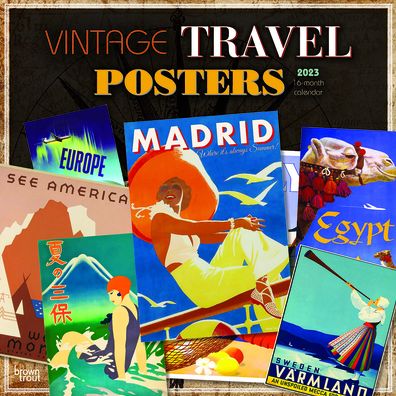 Cover for Browntrout · Vintage Travel Posters 2023 Square Calendar (Calendar) (2022)