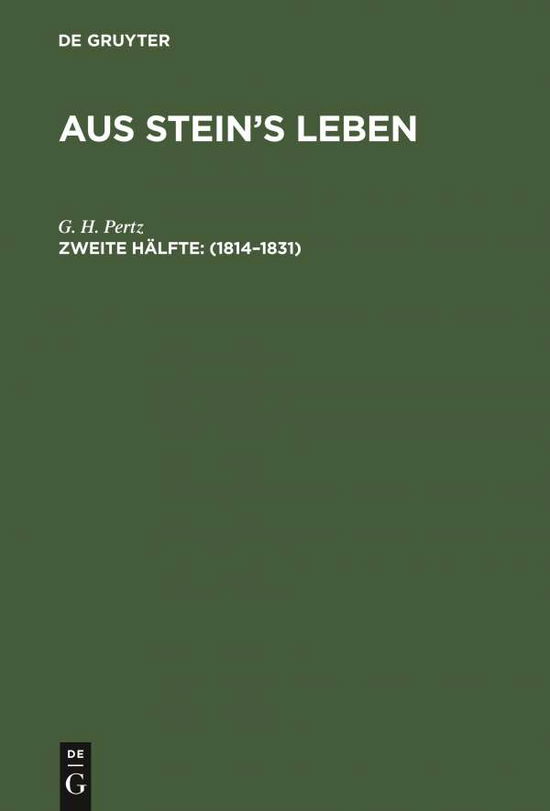 Cover for Pertz · Aus Stein's Leben (Book) (1901)