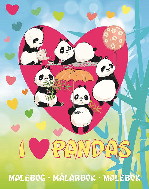 Cover for Malebog: Malebog I Love Pandas (Hæftet bog) (2019)