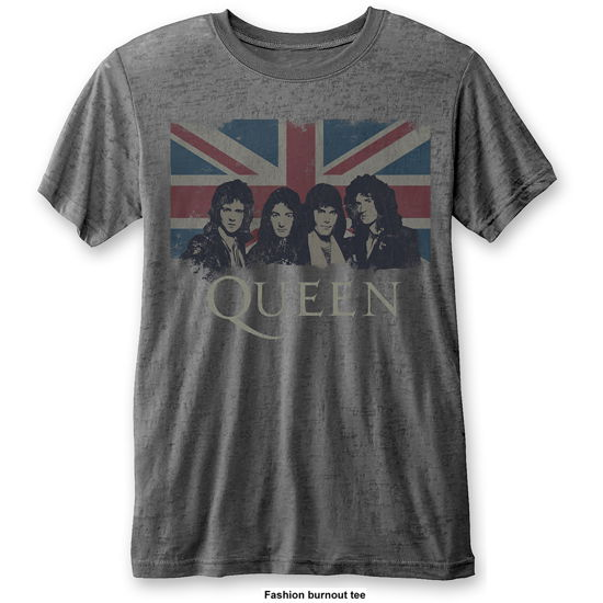 Cover for Queen · Queen Unisex T-Shirt: Vintage Union Jack (Burnout) (T-shirt) [size M] [Grey - Unisex edition]
