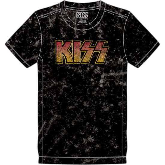 KISS Unisex T-Shirt: Classic Logo (Black) (Wash Collection) - Kiss - Produtos - - 5056368643972 - 28 de setembro de 2020