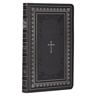 Cover for Christian Art Publishers · KJV Holy Bible Standard Size, Faux Leather w/Thumb Index and Ribbon Marker, Red Letter, King James Version, Black / Gold Cross (Leather Book) (2022)