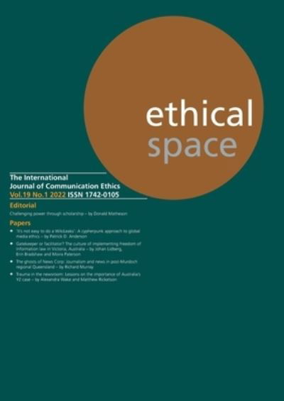 Cover for Arima Publishing · Ethical Space Vol. 19 Issue 1 (Paperback Book) (2022)