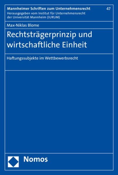 Cover for Blome · Rechtsträgerprinzip und wirtschaf (Book) (2016)