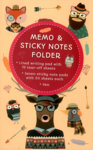 Cover for Peony Press · Memo &amp; Sticky Notes Folder: Hipster Animals: Small Folder Containing 7 Sticky Notepads, a Tear-Off Lined Writing Pad, and Gel Pen (MERCH) (2016)