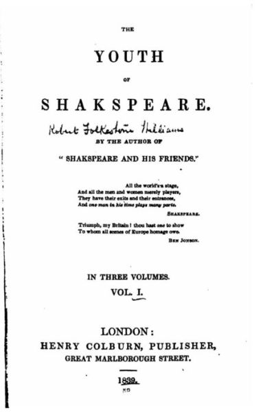 Cover for Robert Folkestone Williams · The youth of Shakspeare - Vol. I (Paperback Book) (2016)