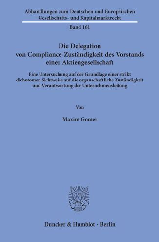 Cover for Gomer · Die Delegation von Compliance-Zus (Book) (2020)