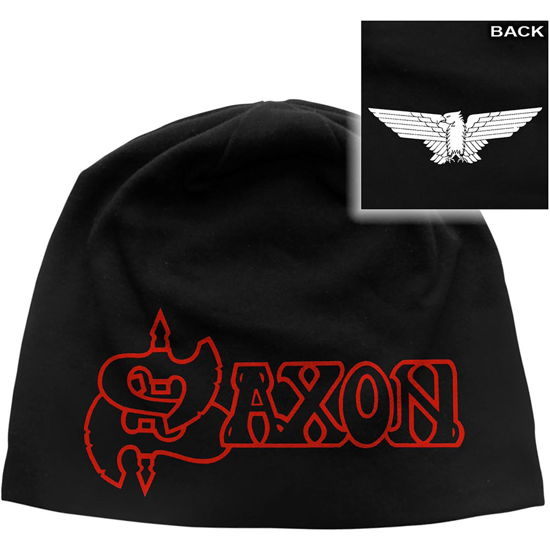 Saxon Unisex Beanie Hat: Logo & Eagle (Back Print) - Saxon - Marchandise -  - 5055339761974 - 