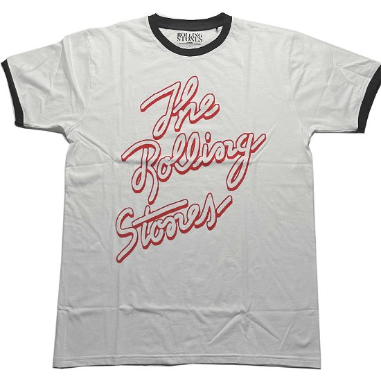 The Rolling Stones Unisex Ringer T-Shirt: Signature Logo - The Rolling Stones - Marchandise -  - 5056561053974 - 