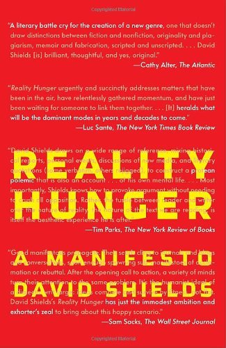 Cover for David Shields · Reality Hunger: a Manifesto (Pocketbok) (2011)