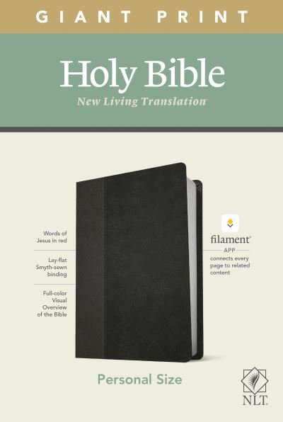 Cover for Tyndale · NLT Personal Size Giant Print Bible, Filament Enabled Edition (Red Letter, LeatherLike, Black / Onyx) (Book) (2024)