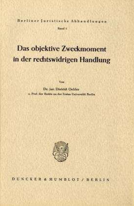 Cover for Oehler · Das objektive Zweckmoment in der (Bok) (1959)
