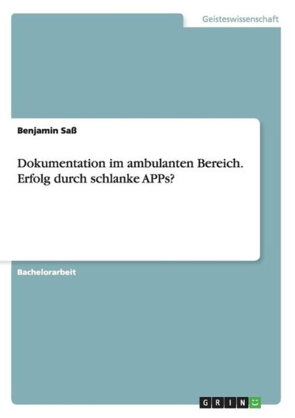 Cover for Saß · Dokumentation im ambulanten Bereich (Book) (2016)