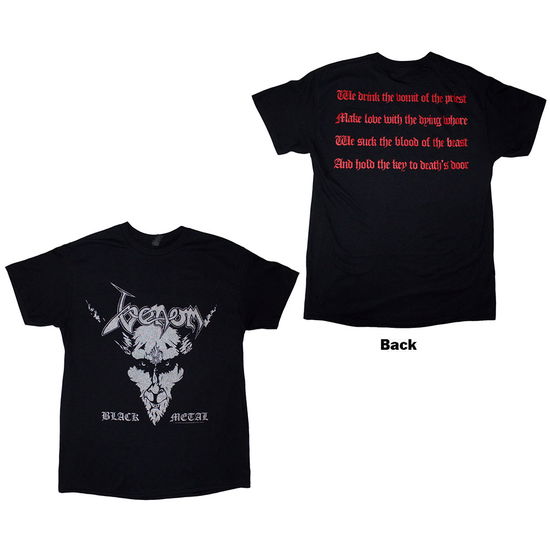 Cover for Venom · Venom Unisex T-Shirt: Black Metal (Black) (Back Print) (T-shirt) [size S] (2025)