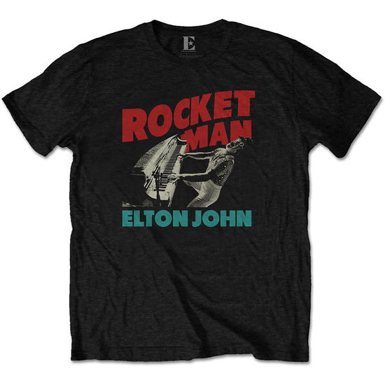 Cover for Elton John · Elton John Unisex T-Shirt: Rocketman Piano (Black) (T-shirt) [size S] [Black - Unisex edition] (2019)