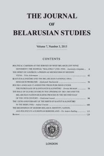 Cover for Ostrogorski Centre · The Journal of Belarusian Studies 2015 (Paperback Book) (2015)