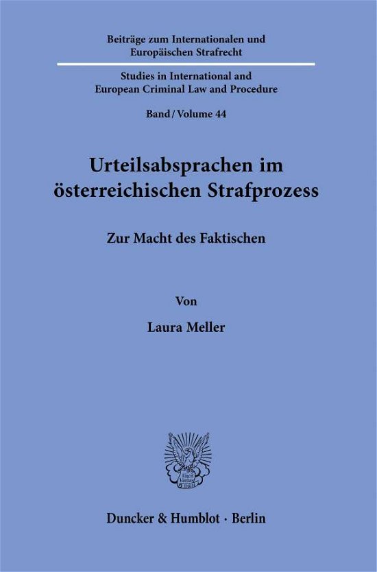 Cover for Meller · Urteilsabsprachen im österreichi (Book) (2021)
