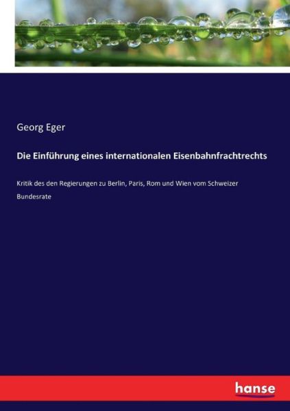 Cover for Eger · Die Einführung eines international (Book) (2017)