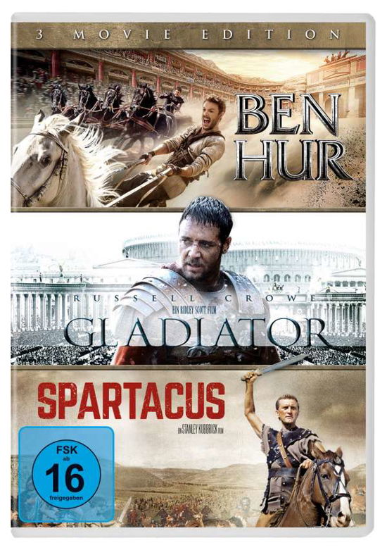 Cover for Jack Huston,toby Kebbell,morgan Freeman · Ben Hur / Gladiator / Spartacus - 3 Movie... (DVD) (2017)