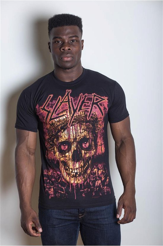 Slayer Unisex T-Shirt: Crowned Skull - Slayer - Merchandise - Global - Apparel - 5055295360976 - July 22, 2013