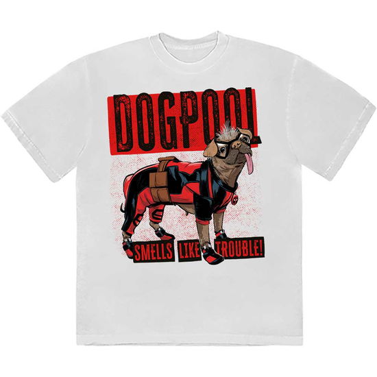 Cover for Marvel Comics · Marvel Comics Unisex T-Shirt: Deadpool Dogpool Smells Like Trouble (White) (T-shirt) [size S] (2024)