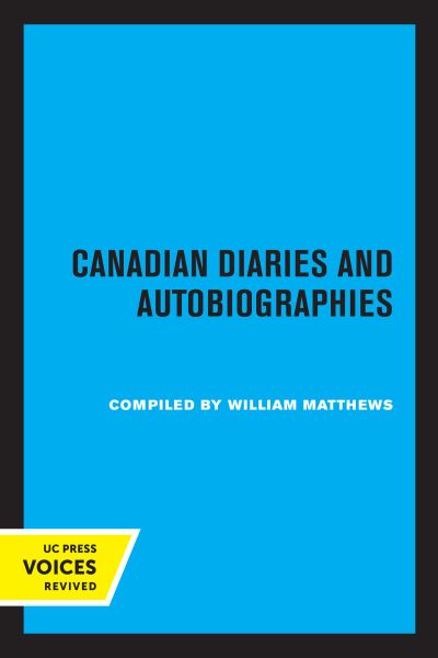 Cover for William Matthews · Canadian Diaries and Autobiographies (Paperback Book) (2022)